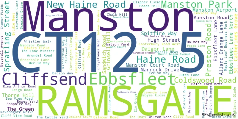 A word cloud for the CT12 5 postcode